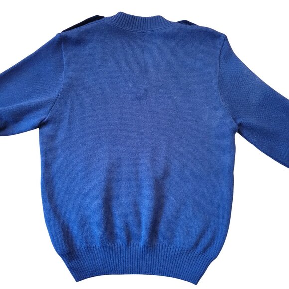 Military Equipment Corporation America 40R Wool Blue V Neck Sweater Button Epaul - Picture 3 of 7